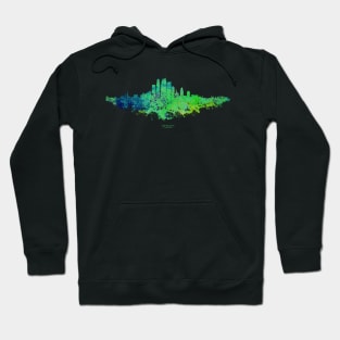 Los Angeles City Skyline - Watercolor Green, blue Hoodie